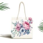 - Canta-2093 - Realhomes Realhomes Özel Tasarım Çiçek Desenli Dijital Baskılı Kumaş Plaj Çantası Realhomes