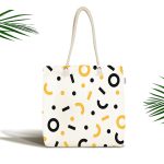 - Canta-2119 - Realhomes Geometrik Motifli Dijital Baskılı Kumaş Plaj Çantası Realhomes