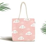 - Canta-2139 - Realhomes Modern Bulut Desenli Dijital Baskılı Kumaş Plaj Çantası Realhomes