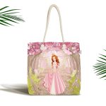 - Canta-2147 - Realhomes Prenses Girl Desenli Dijital Baskılı Kumaş Plaj Çantası Realhomes