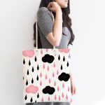 - Canta-2149-1 - Realhomes Realhomes Renkli Bulut Desenli Dijital Baskılı Kumaş Plaj Çantası Realhomes