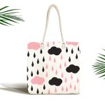 - Canta-2149 - Realhomes Realhomes Renkli Bulut Desenli Dijital Baskılı Kumaş Plaj Çantası Realhomes