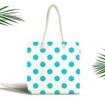 - Canta-2154 - Realhomes Turkuaz Puantiyeli Dijital Baskılı Kumaş Plaj Çantası Realhomes