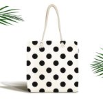 Siyah Puantiyeli Dijital Baskılı Kumaş Plaj Çantası Realhomes