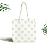 - Canta-2162 - Realhomes Açık Mavi Puantiyeli Dijital Baskılı Modern Kumaş Plaj Çantası Realhomes