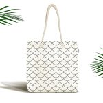 - Canta-2163 - Realhomes Gri Geometrik Desenli Dijital Baskılı Kumaş Plaj Çantası Realhomes