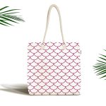 Mor Geometrik Desenli Dijital Baskılı Kumaş Plaj Çantası Realhomes