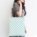 Mavi Geometrik Desenli Dijital Baskılı Modern Kumaş Plaj Çantası Realhomes