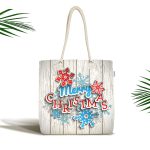 - Canta-218 - Realhomes Merry Christmas Dijital Baskılı Kumaş Plaj Çantası Realhomes