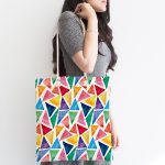 Renkli Geometrik Resimli Dijital Baskılı Modern Kumaş Plaj Çantası Realhomes