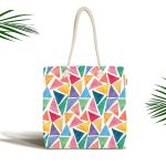 Renkli Geometrik Resimli Dijital Baskılı Modern Kumaş Plaj Çantası Realhomes