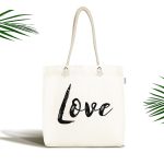- Canta-2238 - Realhomes Love Yazı Desenli Dijital Baskılı Kumaş Plaj Çantası Realhomes
