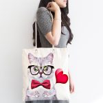 Kedili Dijital Baskılı Kumaş Plaj Çantası Realhomes