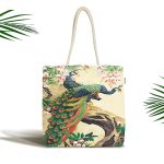 Tavus Kuşu Dijital Baskılı Kumaş Plaj Çantası Realhomes