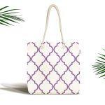 Mor Renkli Ogea Desenli Dijital Baskılı Modern Kumaş Plaj Çantası Realhomes