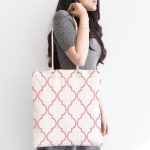 - Canta-2275-1 - Realhomes Pembe Renkli Ogea Desenli Dijital Baskılı Kumaş Plaj Çantası Realhomes