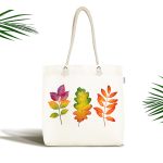 - Canta-2277 - Realhomes Modern Renkli Yaprak Desenli Dijital Baskılı Kumaş Plaj Çantası Realhomes