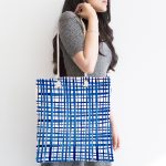 Mavi Çizgiler Desenli Dijital Baskılı Kumaş Plaj Çantası Realhomes