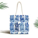 - Canta-2290 - Realhomes Geometrik Baklava Desenli Dijital Baskılı Modern Kumaş Plaj Çantası Realhomes