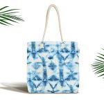 - Canta-2295 - Realhomes Mavi Kar Tanesi Desenli Dijital Baskılı Kumaş Plaj Çantası Realhomes