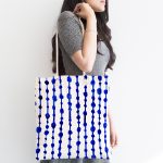 Mavi Çizgili Desenli Dijital Baskılı Modern Kumaş Plaj Çantası Realhomes