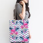 Zikzak Zeminli Flamingo Dijital Baskılı Kumaş Plaj Çantası Realhomes