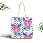Zikzak Zeminli Flamingo Dijital Baskılı Kumaş Plaj Çantası Realhomes