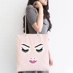 Göz Kirpik Dudak İllüstrasyonlu Dijital Baskılı Kumaş Plaj Çantası Realhomes