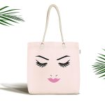 Göz Kirpik Dudak İllüstrasyonlu Dijital Baskılı Kumaş Plaj Çantası Realhomes