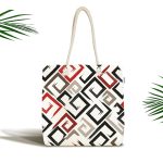 Labirent Çizimli Modern Dijital Baskılı Kumaş Plaj Çantası Realhomes