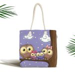- Canta-240 - Realhomes Baykuş Resimli Dijital Baskılı Kumaş Plaj Çantası Realhomes
