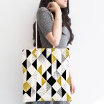 Bağımsız Geometrik Şekiller Dijital Baskılı Kumaş Plaj Çantası Realhomes