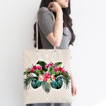 Simetrik Kareler Temalı Ogea Desenli Dijital Baskılı Kumaş Plaj Çantası Realhomes