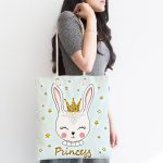 - Canta-2458-1 - Realhomes Princess Tavşan Desenli Kumaş Plaj Çantası Realhomes