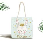 - Canta-2458 - Realhomes Princess Tavşan Desenli Kumaş Plaj Çantası Realhomes