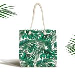 Mint Yeşili Kanaviçe Motifli Kumaş Plaj Çantası Realhomes