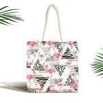 Puanlı Temalı Flamingo Desenli Dijital Baskılı Kumaş Plaj Çantası Realhomes