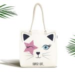 Süper Cat Motifli Modern Dijital Baskılı Kumaş Plaj Çantası Realhomes