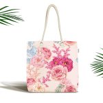 - Canta-2492 - Realhomes Pudra Çiçekler Temalı Dijital Baskılı Kumaş Plaj Çantası Realhomes