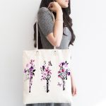 Mor Renk Anahtar Motifli Çiçek Desenli Çizgili Kumaş Plaj Çantası Realhomes