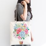 - Canta-2520-1 - Realhomes Kurdele Motifli Karma Çiçek Dijital Baskılı Kumaş Plaj Çantası Realhomes