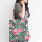 Karışık Desenli Gül Dijital Baskılı Kumaş Plaj Çantası Realhomes