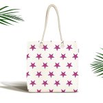 - Canta-2549 - Realhomes Eflatun Yıldız Desenli Modern Dijital Baskılı Kumaş Plaj Çantası Realhomes