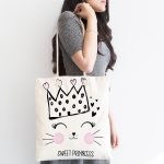 Taç Motifli Kalp Desenli Kumaş Plaj Çantası Realhomes