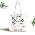 Taç Motifli Kalp Desenli Kumaş Plaj Çantası Realhomes