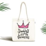 Pembe Taç Desenli Dijital Baskılı Kumaş Plaj Çantası Realhomes