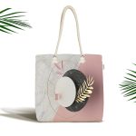 - Canta-3137 - Realhomes Modern 3D Mermer Desenli Dijital Baskılı Kumaş Plaj Çantası Realhomes