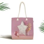 Modern Pembe Zeminli 3D Yıldız Desenli Kumaş Plaj Çantası Realhomes