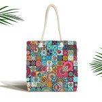 - Canta-3317 - Realhomes Realhomes Mozaik Desenli Özel Tasarım Kumaş Plaj Çantası Realhomes