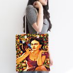 Mutluluk Çiçekleri Vintage Tasarımlı Dijital Baskılı Kumaş Plaj Çantası Realhomes